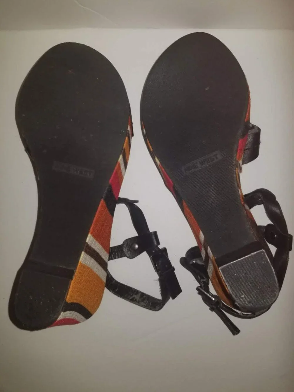Black wedge with african print, Nine West, Size 8.5
